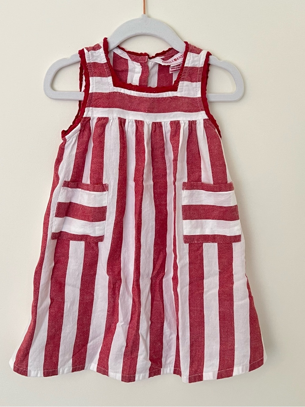 April Cornell Red and White Sleeveless Striped Summer Dress